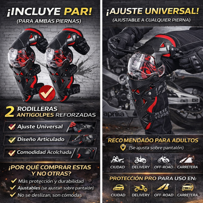 Rodilleras Vemar para Moto Antigolpes Reforzadas