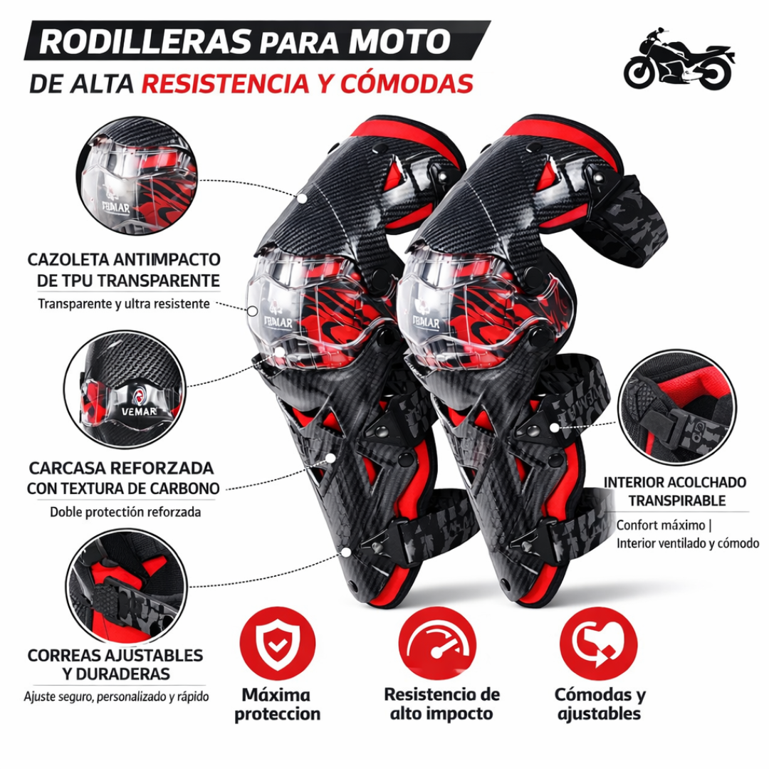 Rodilleras Vemar para Moto Antigolpes Reforzadas